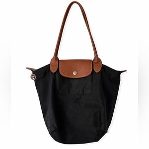 Longchamp Elegant Black and Brown Tote Bag